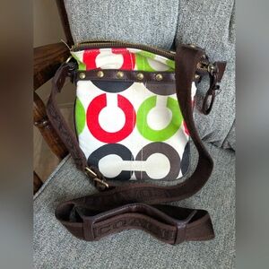 🏔️ Vintage Coach Multicolor Crossbody Purse